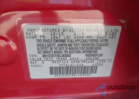 2014 Nissan Versa Note Sv from USA, damaged, VIN 3N1CE2CP3EL403342